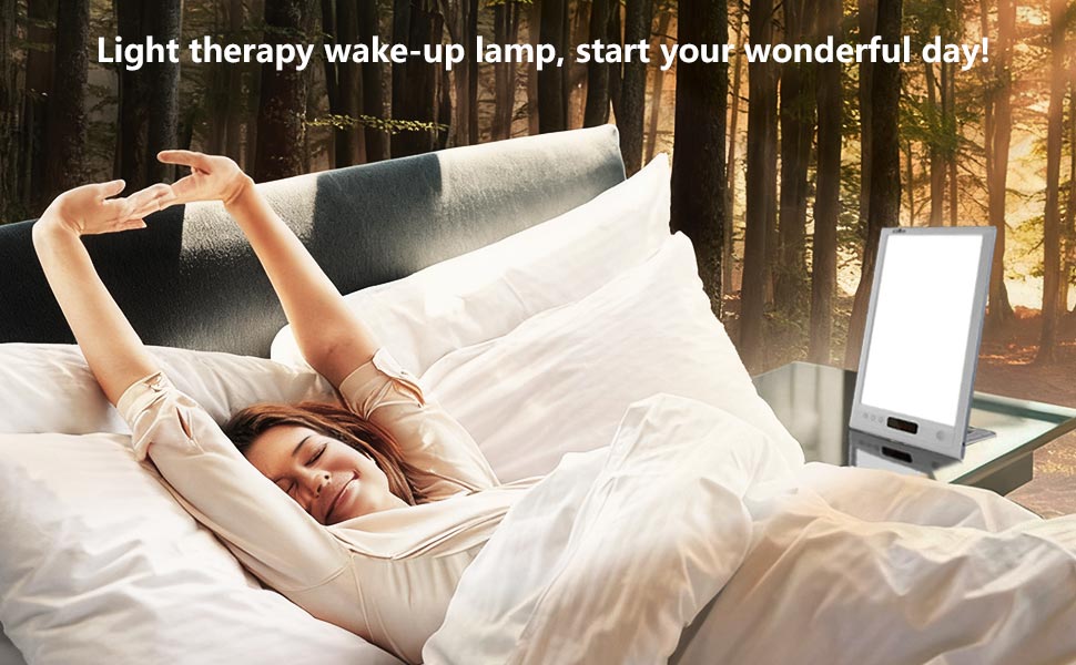 Light therapy wake-up lamp