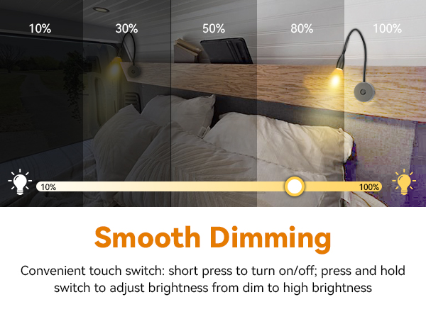 12V LED Reading Light RV Bedside Dimmable Reading Light