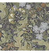 HeloHo Peel and Stick Wallpaper Dark Green Blue Floral Self Adhesive Removable Wall Paper Waterpr...