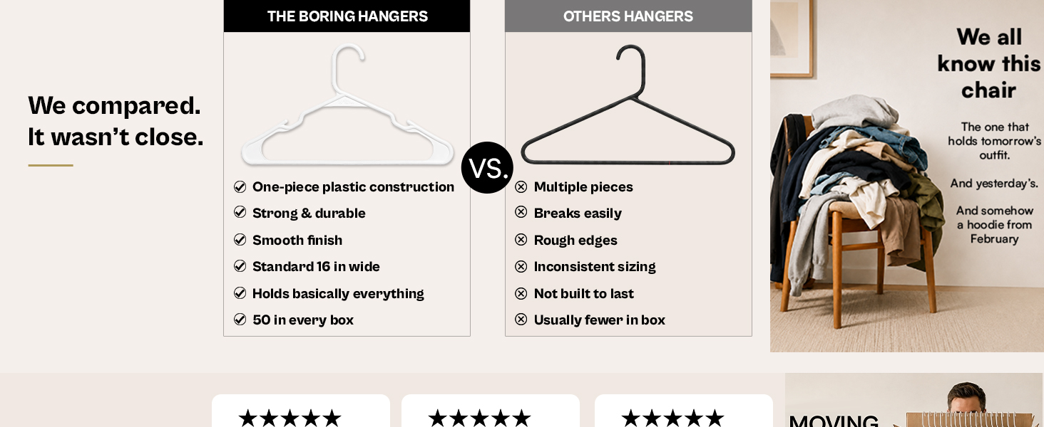 Plastic clothes hangers for adults one-piece strong durable smooth versus cheap multi-piece breaks