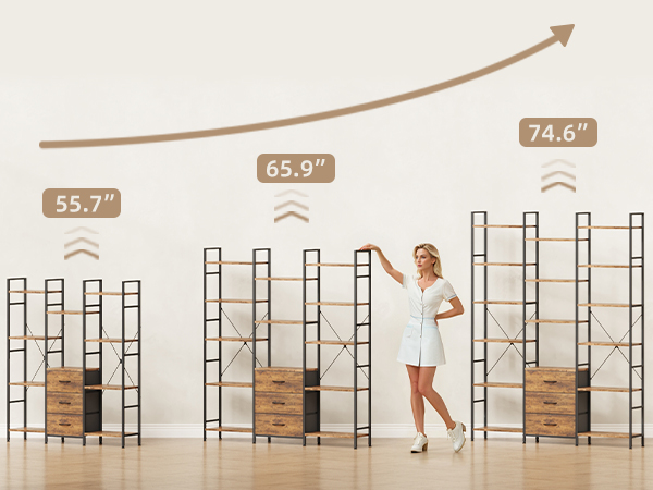 3 floor heights, 3 sizes, different storage and display volumes