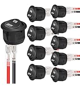 Twidec/10Pcs 12V Round Rocker Switch AC 6A/250V 10A/125V SPST 2 Pin 2 Position On/Off Toggle Swit...