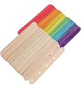 MAGICLULU 100pcs Wooden Colorful Ice Cream Sticks with Holes Mixed Color Large Popsicle Sticks Wo...