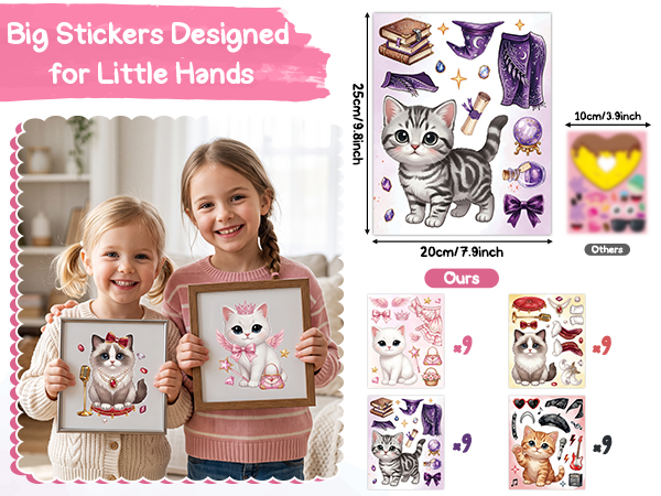 Dress Up Kitten Sticker for Girls