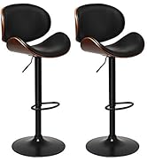 COSTWAY Bar Stools Set of 2, Adjustable Swivel Barstools with Back, 360 Degree Seat, PU Leather a...