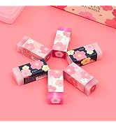 3Pcs Pink Lovely Cherry Blossoms Rubber Erasers Sakura Petal Sketch Painting Pencil Correction To...