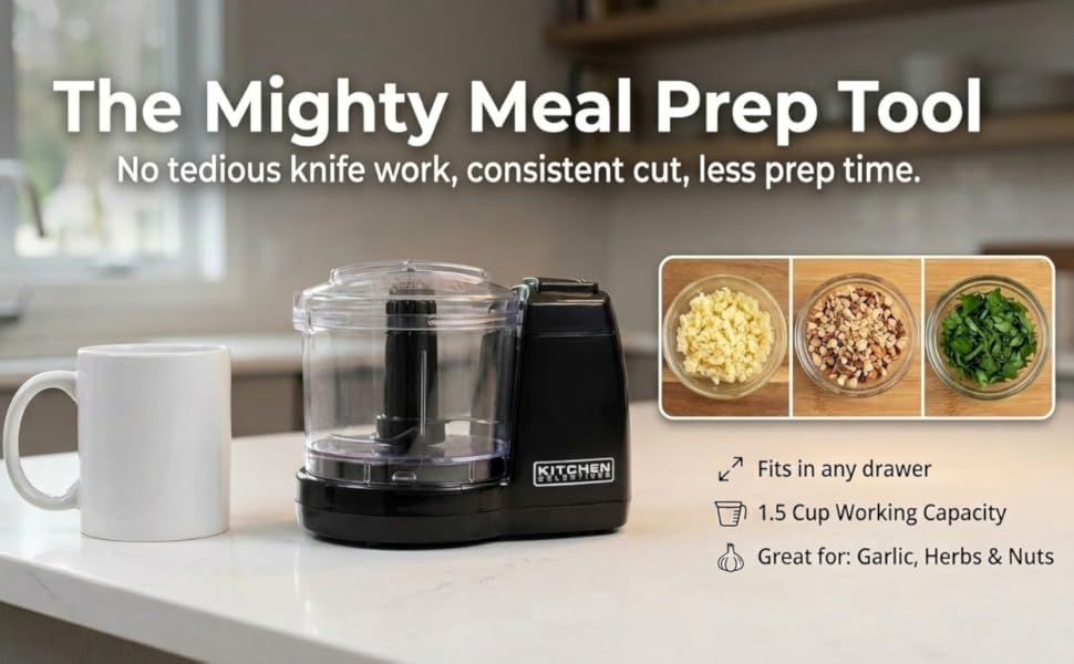 Kitchen Selectives 1.5 Cup Mini Chopper for meal prep