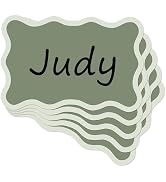 AnyDesign 180Pcs Sage Green Wavy Border Name Tag Stickers Green Self-Adhesive Nameplate Decal Bla...