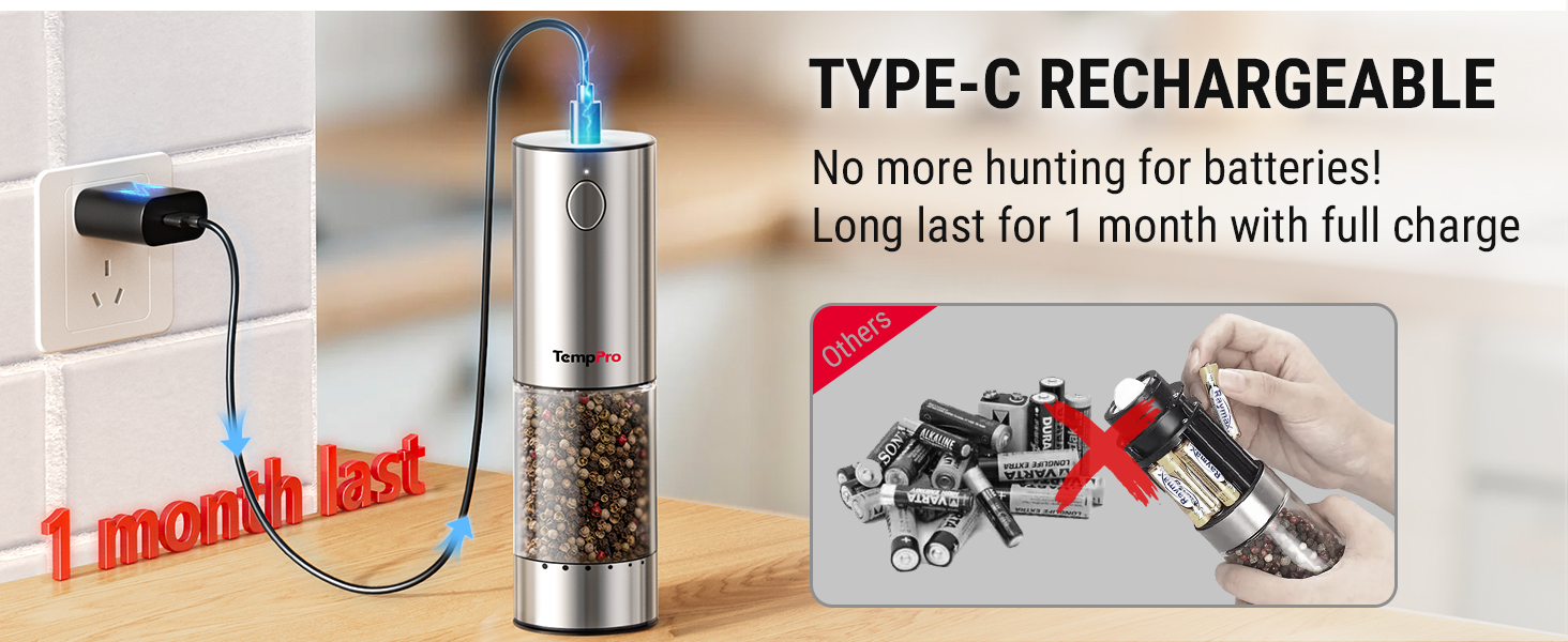 electric salt and pepper grinder set rechargeable wooden salt and pepper shakers