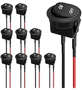 weideer 10PCS Round Rocker Switch 12V ON/Off SPST 2 Pin Mini 20mm 6A/250V 10A/125V AC Circle Togg...