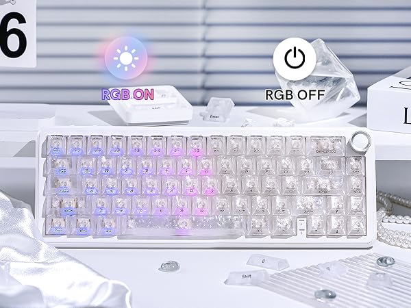 White Clear Translucent keycaps,Shine Throug Key caps,Side Print,Cherry Profile custom Keycaps
