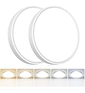 2PACK Flush Mount LED Ceiling Light Fixtures 5 Color Temperatures in One &amp;100W Equivalent Flat Ba...