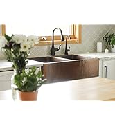 Sinkology Adams Copper 33" Double Bowl Farmhouse Apron Front Undermount Kitchen Sink