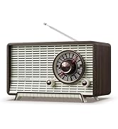 YOWGUIF AM FM Radio Classic Retro Wood Table Radio Bluetooth Speakers Radios Plug-in Wall with Ro...