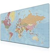 Samgula Desktop Mat World Map Full Desk Mouse Pad, Office Gaming Mousepad Large Mousepad, Compute...