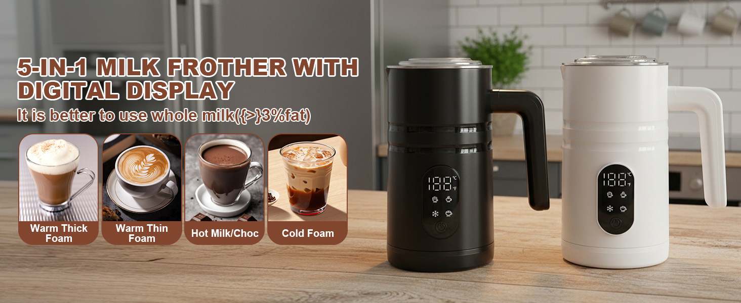 Electric Milk Frother Automatic Hot &amp; Cold Foam Maker