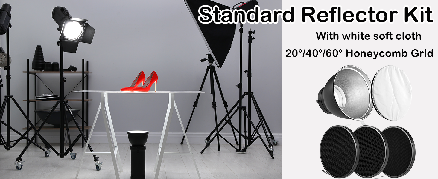 7&amp;#34; Standard Reflector Diffuser Lamp Shade Dish with 20° /40°/ 60° Honeycomb Grid White Soft Cloth
