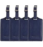 4 Pack Leather Luggage Travel Bag Tags by Travelambo
