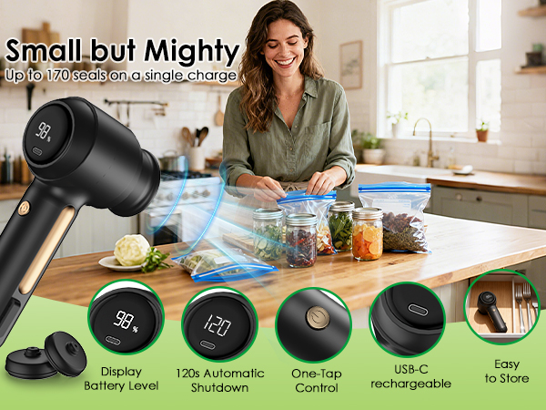 MFTEK 3-in-1 Electric Mason Jar Vacuum Sealer Kit for Mason Jars, Food Savers &amp; Containers