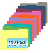 File Folder, HERKKA 120 Pack 1/3 Cut Tab File Folders, Colored File Folders Great for Organizing ...