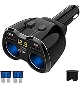 2 Socket Cigarette Lighter Splitter, 150W Cigarette Lighter Adapter PD20W USB-C Car Charger and 1...