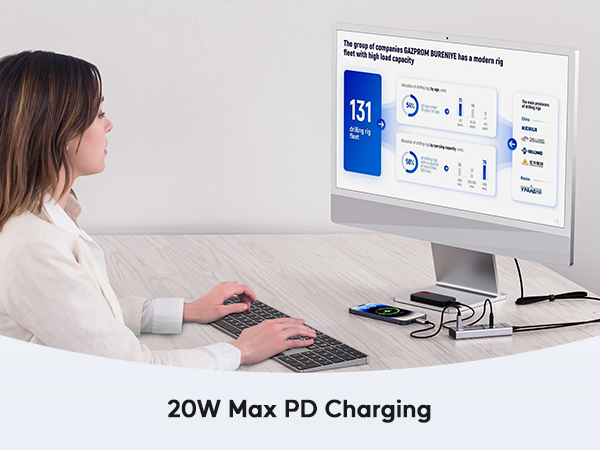 Powered USB C Hub, 7 in 1 USB C Hub