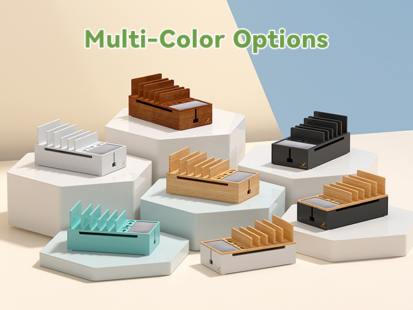 Pezin & Hulin Bamboo Charging Station for Multiple Devices, Charger Dock with 10-Port USB Charger