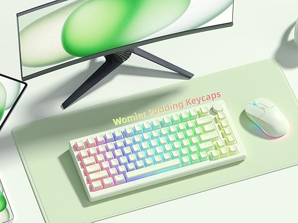 Womier Mechanical Keybaord Keycaps Pudding, PBT Cute Keycaps, Shine Through Key Cap