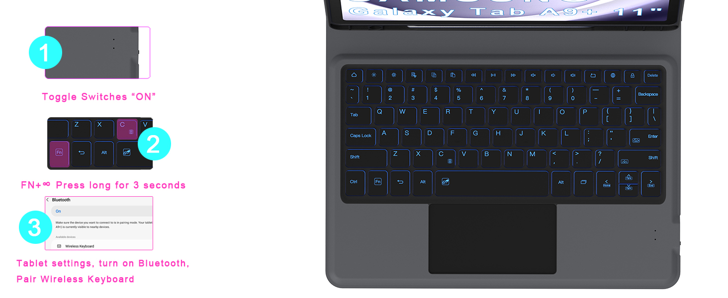 samsung tablet A9 Plus case with keyboard