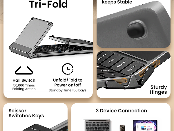 foldable bluetooth keyboard with touchpad