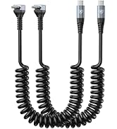 USB C to C Cable for CarPlay/Android Auto, [3FT, 2-Pack] 90 Degree USB C Cable, Coiled USBC to US...