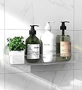 COLINCH Acrylic Adhesive Wall Mounted Shower Caddy, Large Capacity Bathroom Shelf with Drain Hole...