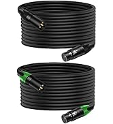 LanSenSu XLR Cables, XLR Microphone Cable 50 ft 2 Pack, Gold-Plated 3-pin XLR Speaker Cable Male ...
