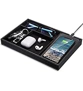 Valet Tray, Built in Wireless Charging Pad, Nightstand Organizer, Dresser Mens Jewelry Box, Stati...