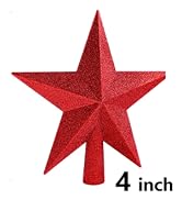 URATOT Glittered Christmas Star Tree Topper Christmas Decorative Holiday Treetop Shatterproof Sta...