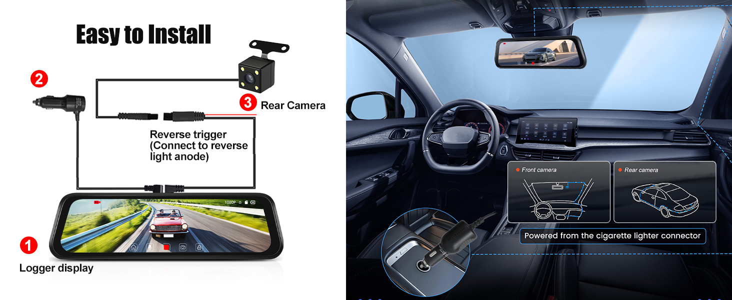 1car camera - dash cam front and rear dash camera for cars dashcams for cars front and rear