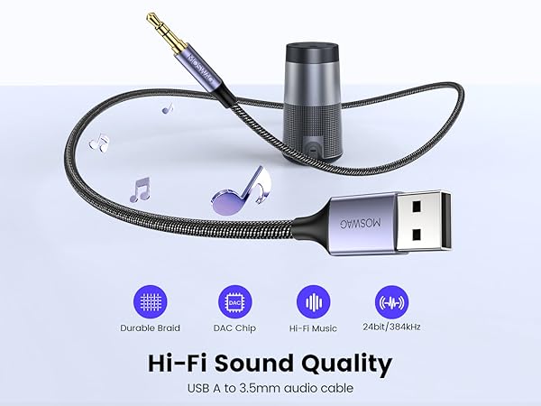 USB to 3.5mm Audio Stereo Cable