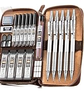 Nicpro 20PCS Metal Mechanical Pencil Set in Leather Case, Art Drafting Pencil 0.3, 0.5, 0.7, 0.9 ...