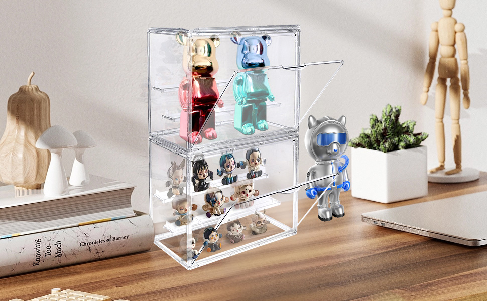 Clear Acrylic Display Cases 3 Tiers Display Boxes for Figures Stackable Detachable Display Stand