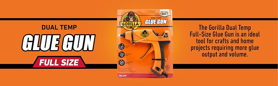 the gorilla dual temp full-size glue gun is an ideal tool for crafts and home projects requiring mor
