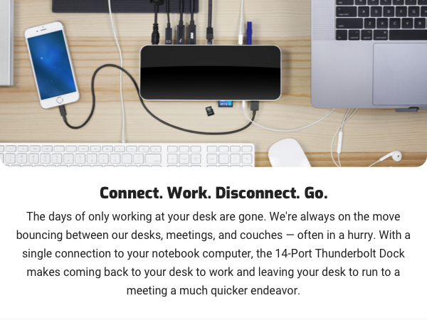 OWC 14 port Thunderbolt Dock Host Port - Thunderbolt 3 (USB-C) up to 40 Gb/s (5000 MB/s