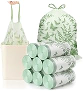 6-8 Gallon 200pcs Drawstring Trash Bags, Green Strong Trash Bags 8 Gallon with Cute Butterfly Pri...