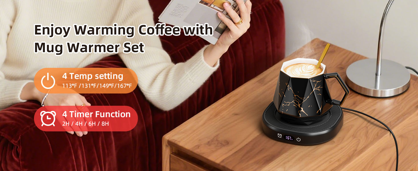 coffee warmer with mug set