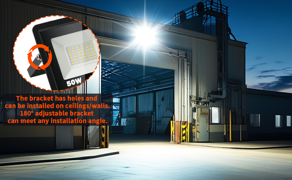 Installed on ceilings/walls. 180° adjustable bracket can meet any installation angle.