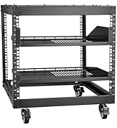 VEVOR 9U Network Rack, Wall Mount Server Rack, Open Frame Design with 1U 2U Rack Shelf & 360° Cas...