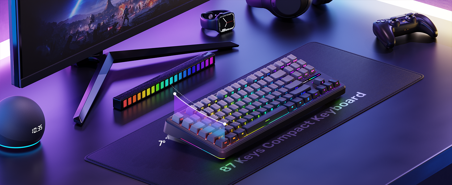 AULA F87 Pro side-printed pbt keycaps 75% layout ergonomic mechanical gaming rgb light up keyboard