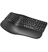EDJO Ergonomic Wireless Keyboard Rechargeable, Bluetooth/2.4G Wireless Keyboard with Cushioned Wr...