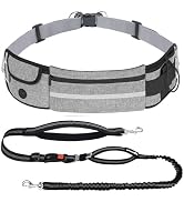Pecute Dog Leash Hands Free with Pouch, Waist Belt Fanny Pack with Soft Pads, Dual Padded Handles...