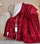 Qieryun Heated Blanket Electric Twin, Soft Flannel Heating Blanket with 8 Hours Auto Off 10 Fast ...