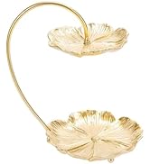 SOFFEE DESIGN Double-layer Gold Lotus Leaf Jewelry Tray for Necklace Ring Bracelet Earring Storag...